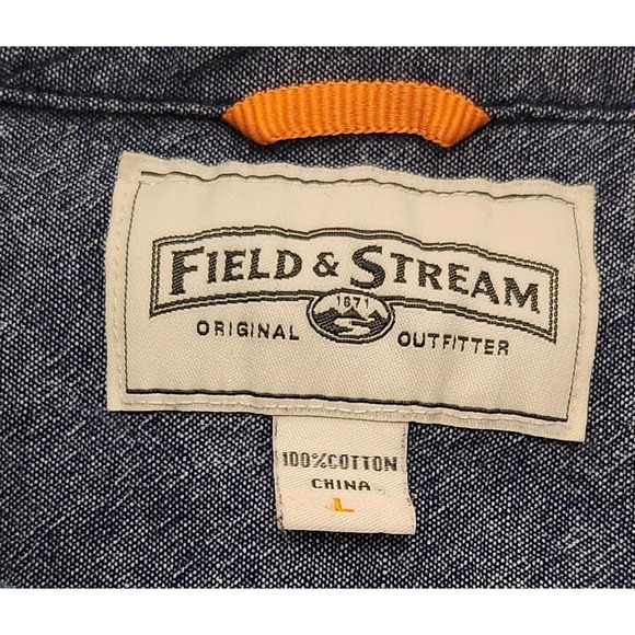 Field & Stream Mens L Blue Plaid Lightweight Flannel Button Up Shirt Western‎ - Picture 7 of 7